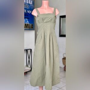 Elegant Olive Green Midi Dress